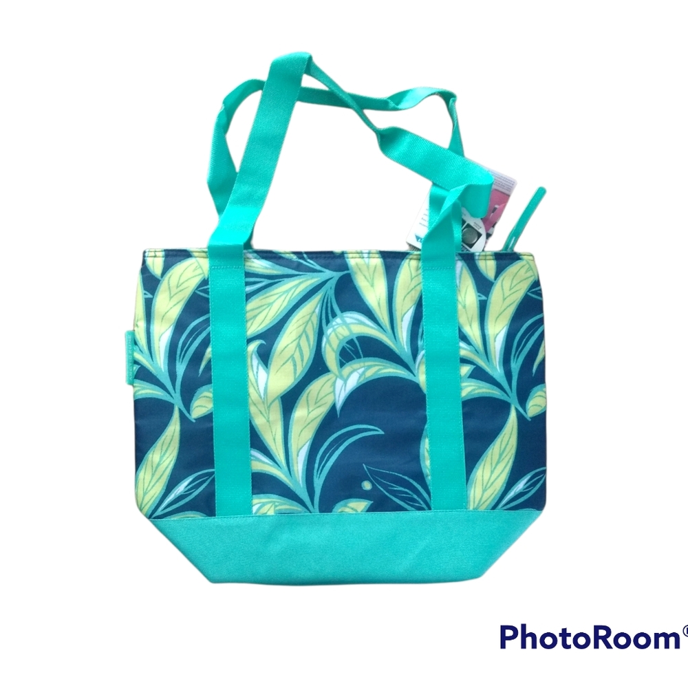 Artic zone insulated tote/cooler/ water proof tote. 30 can. Turquoise/navy/lime